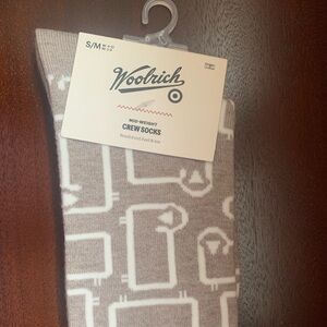 NWT Woolrich x Target Tan and Cream Sheep Patterned Crew Socks, Unisex